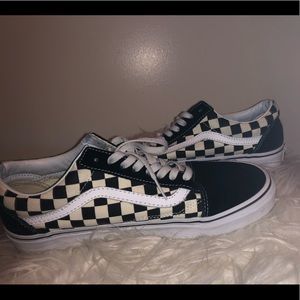 Black and white Checkered vans
